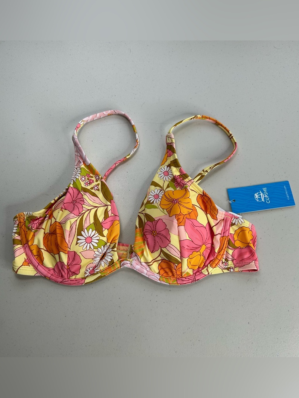Cupshe Bikini Top Small Floral Underwire New Swimsuit